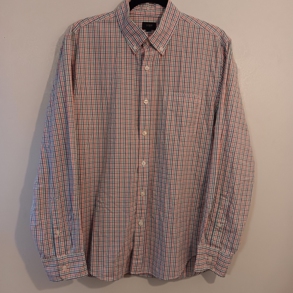 J. Crew Mens Button Down‎ Shirt Long Sleeve Plaid Sz L Casual